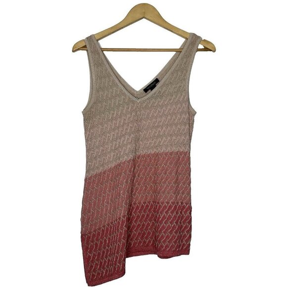 White House Black Market Knit Shimmer Ombre Tank Top Size M Gold Buttons - Picture 1 of 11